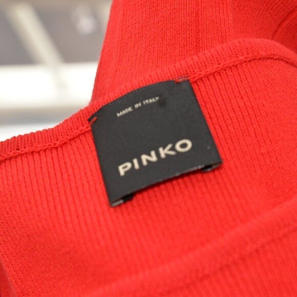 Pinko Cherry Red Italian Sleeveless Knit Pleated Top Sz XS - Picture 3 of 7
